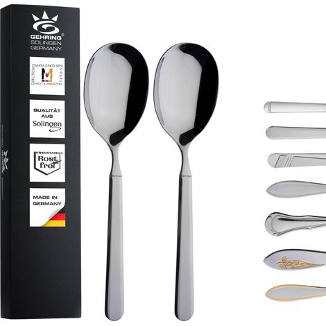 Lot de 2 cuillères à soupe Couverts en acier inoxydable Cuillère de service pour légumes, accompagnements et salades Passe au lave-vaisselle Fabriqué en Allemagne (1/3)