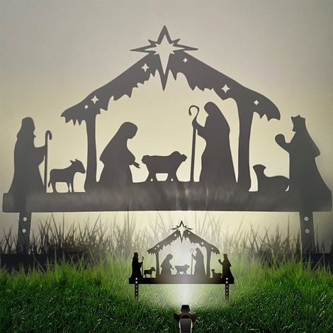 Silhouette De Crèche En Fer Forgé - Décoration Extérieure Pour Jardin - Ensemble Complet Avec Kit De Fixation - 1 Pièce (1/5)