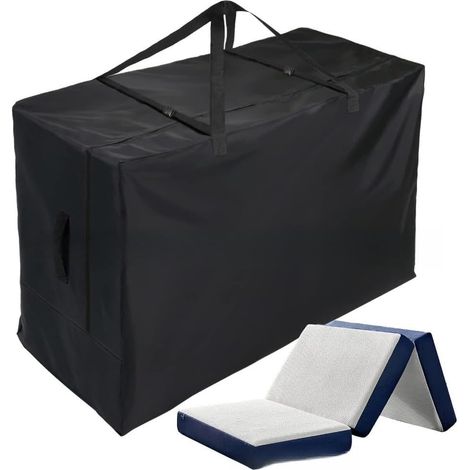 Sac de rangement pliable en tissu Oxford imperméable à l'eau et à la poussière avec poignées pour le rangement de voyage, gain de place, portable, convient à plusieurs tailles de matelas (1/5)