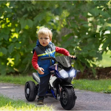Moto elettrica per bambini con luci e suoni, 3 km/h, ricaricabile, blu/bianco HAVRYA (1/5)