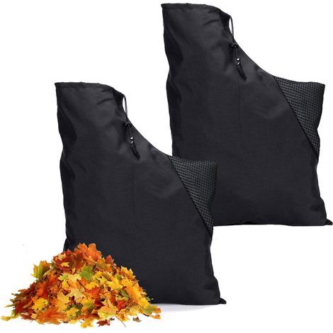 Set di 2 sacchetti traspiranti per soffiatore/aspiratore per foglie, soffiatore universale con rete, sacco regolabile di grande capacità per la raccolta delle foglie, ideale per il giardino, il parco, (1/5)