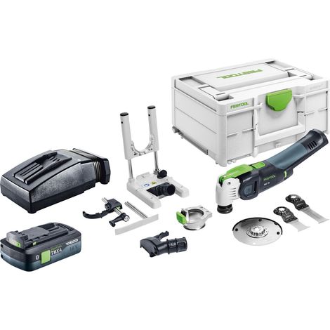 Kit de base Festool OSC 18 E - Oscillateur sans fil 18 V Starlock Max Brushless + 1 batterie 4,0 Ah + chargeur + kit d'accessoires 7 pièces + Systainer