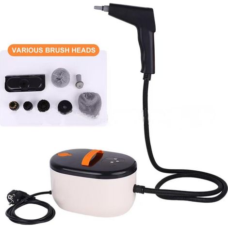 Nettoyeur vapeur portatif à six vitesses, nettoyeur vapeur domestique 2500 W, réservoir d'eau 1200 ml, adapté aux fenêtres, à la cuisine et aux sols, rouge (1/3)