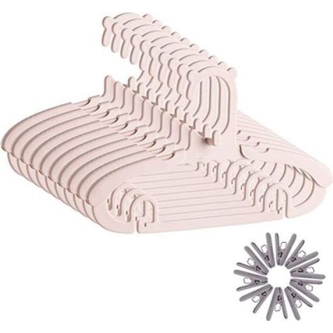 Cintre Réglable - Polypropylène - Pour Bébé Enfant Adolescents - 27,94 À 37,12 Cm - Antidérapant - Rose - 10 Pièces (1/5)
