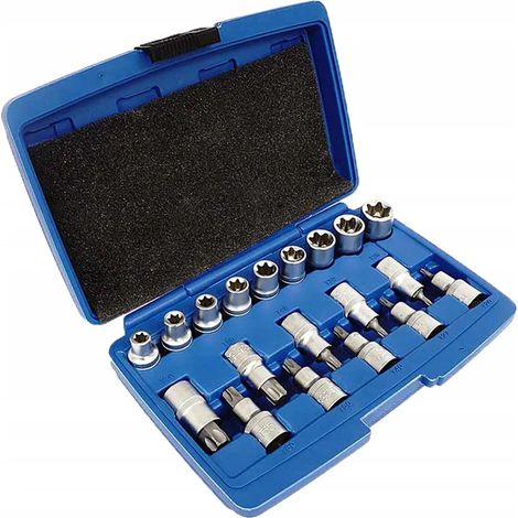 Jeu de douilles Torx E-Torx 1/2", 19 pièces, clé à douille argentée (1/3)