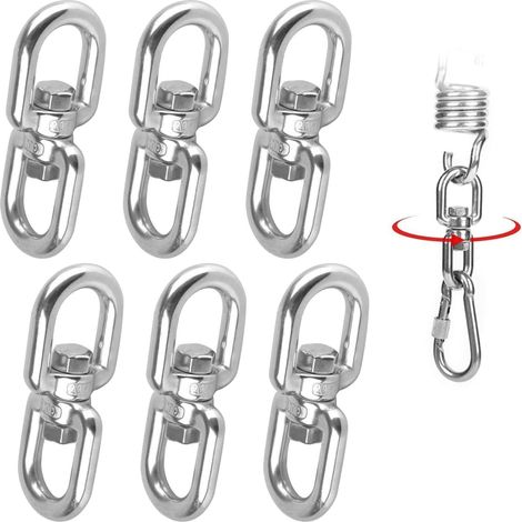 6 Pièce M5 Double Extrémité Anneaux,Double Extrémité Anneau Pivotant,Anneau Pivotant en Acier Inoxydable,pour chaises suspendues, Grils rotatifs, Sacs de Sable, balançoires (1/5)