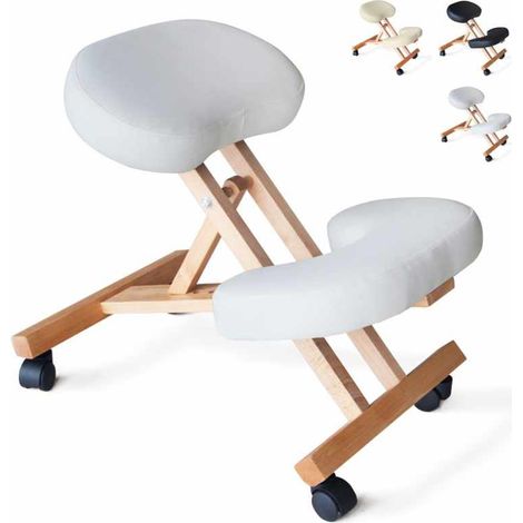 Sedia ergonomica posturale sgabello svedese legno ufficio Balancewood - Bianco (1/5)