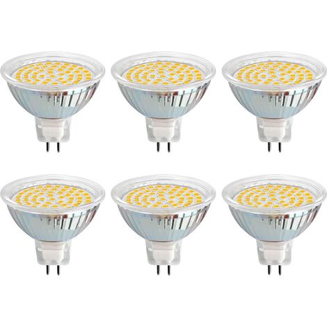 Ampoule GU5.3 LED 12V 3W Blanc Chaud 3000K, Ø50mm, Équivalent GU5.3 30W , 300LM, AC/DC 12V MR16 GU5.3 Spot LED Encastrable pour Jardin Extérieur/Entrée/Terrasse, Non-dimmable, lot de 6 [Classe énergét (1/2)