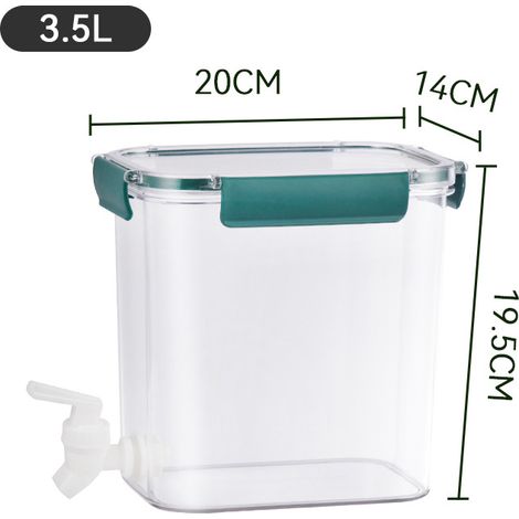 Carafe à eau froide avec robinet, grande capacité, idéale pour le réfrigérateur ou la cuisine, avec robinet, pour jus de citron. Seau à eau froide en plastique épais, vert - 3,5 L (1/5)