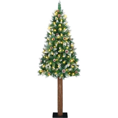 Schlanker Weihnachtsbaum mit 300 LEDs mit Ständer Grün 180 cm