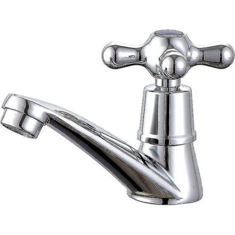 Einzelner Kaltwasserhahn für die Toilettenreinigung im Badezimmer.