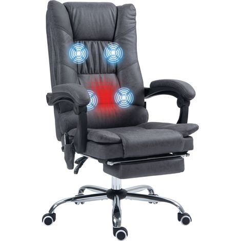 Massagstuhl Bürostuhl mit Massagefunktion, inkl. Fußstütze, höhenverstellbar, 64 cm x 70 cm x 118 cm, Schwarz