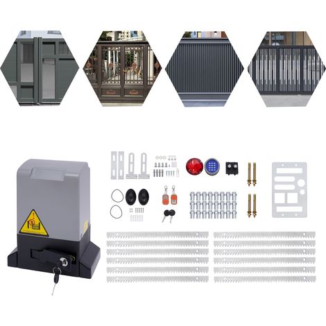 Ouvre‑portail coulissant électrique, Moteur de portail battant Automatique, 370w 220v, ouvre-porte avec 2 télécommandes (1/5)