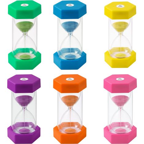 6er-Pack bunte Sanduhren für Kinder, buntes Sanduhr-Set (5/10/20/30/45/60 Minuten), Farbuhr, Timer, Sanduhr, geeignet für Küche, Haushalt, Humor