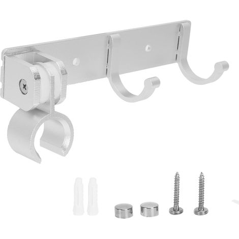 Support de pommeau de douche réglable en aluminium avec crochet, fixation murale à 180°, pour salle de bain, rangement idéal pour enfants et parents. (1/5)