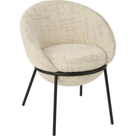 Chaise de salle à manger beige pieds fer noir design contemporain - Beige naturel et pieds fer noir (1/5)