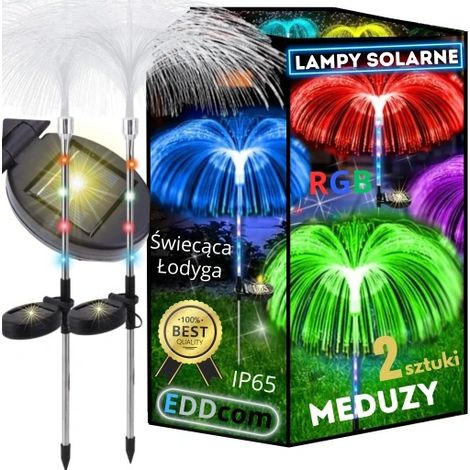SOLAR GARTENLAMPE QUALLEN RGB-GETRIEBE MIT SENSOR GLASFASER 2 STK.