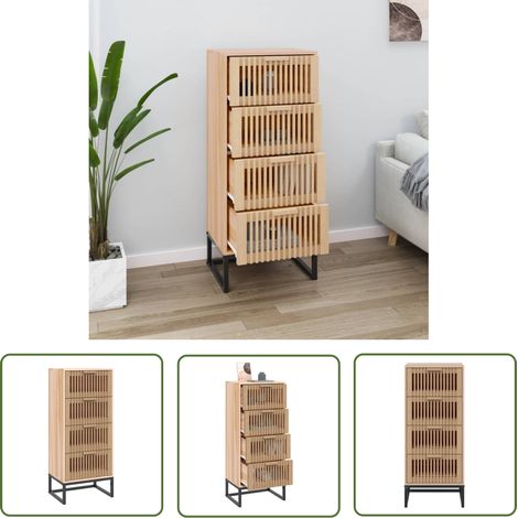 The Living Store Buffet haut 40x30x95 cm bois d'ingénierie - Buffet Design - Meuble Rangement - Armoire Moderne - Commode Élégante - Mobilier Salon (1/5)