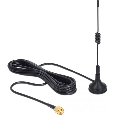 Delock ism 433 mhz antenna sma 3 dbi omnidirectional with magnetical stand fixed black