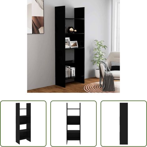 vidaXL Rangement intérieur - Bibliothèque Noir 60x35x180 cm Bois d’ingénierie (1/5)