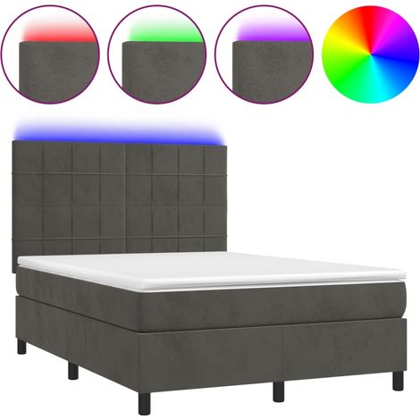 Maison Exclusive - Boxspringbett mit Matratze & LED Dunkelgrau 14