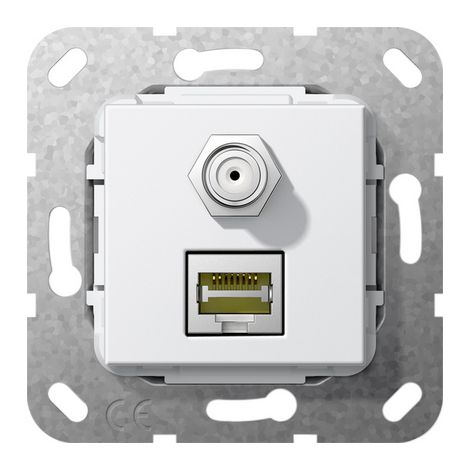 Gira MJ RJ45 Cat.6A 10 Gbit Presa SAT-F Compl. Inserto Bianco puro [569703], 5697 03