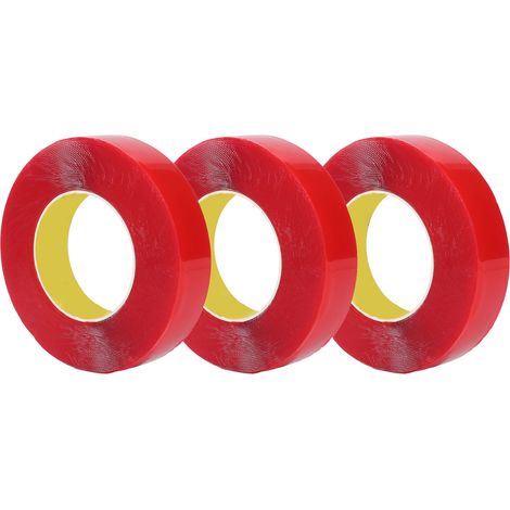 3 Rouleaux Ruban Adhésif Double Face en Acrylique Transparent Résistant Amovible pour Fixation Murale et Cadre Photo (1/5)