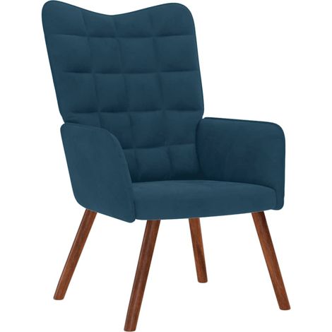 vidaXL Relaxing Chair Blue Velvet