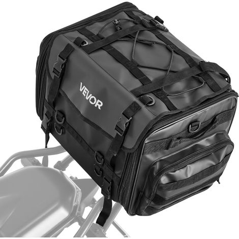 VEVOR Borsa Posteriore per Moto, Espandibile da 40 a 60L con Copertura Antipioggia Impermeabile, Pieghevole per Bagagli Sportivi allAria Aperta, con Tracolle, Tasca e Cordino Elastico, Nero (1/5)