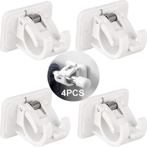 Support de tige - Auto adhésif - 4 pièces - Plastique - Salle de bain - Contemporain (1/4)