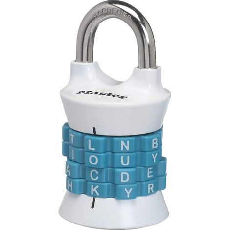 Master Lock 1535DWD - Lucchetto a combinazione con parola, per armadietti di palestre e scuole, i colori possono variare (1/4)