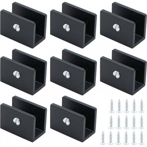 Pinces à verre pour verre, 8 pièces, carrées, en acier inoxydable, pour surfaces planes de 8 à 10 mm, pour surfaces planes et miroir, noir (1/5)