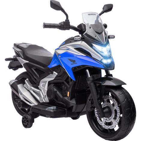 Moto elettrica cavalcabile per bambini leggera 107 x 46 x 75 cm ruote 31 cm avviamento facile fari moderni di tendenza in PP blu 210000568