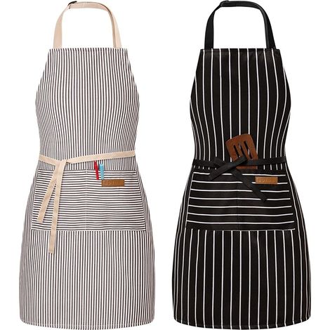 Ensemble de 2 tabliers de cuisine - Tablier de cuisine - Tablier de cuisine femme - Tablier de cuisine homme - Tabliers - Unisexe - Noir/Gris (1/5)