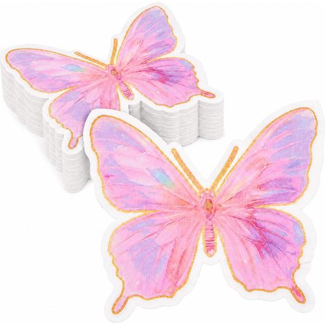 Lot de 20 serviettes en papier rose violet en forme de papillon, décoration de table pour anniversaire d'enfant, fête prénatale, baptême, fête de jardin, table douce et fête de fille (1/5)