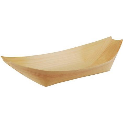 Fingerfood in Holzbootform, 250 x 100 mm, 50 Stück