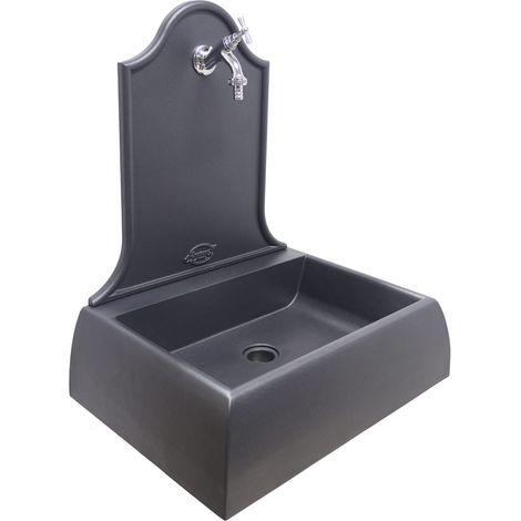 Fontaine murale en fonte gris Lione pour mur de balcon de jardin de maison avec robinet en laiton choisissez la finition : chrome 303C