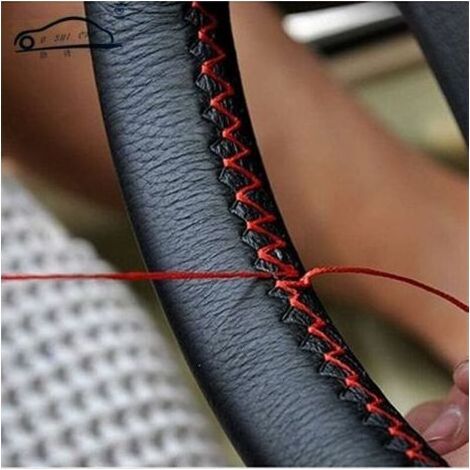 Coprivolante in morbida pelle per auto, completo di ago e filo, accessori interni Rougedyk-alovez (1/5)