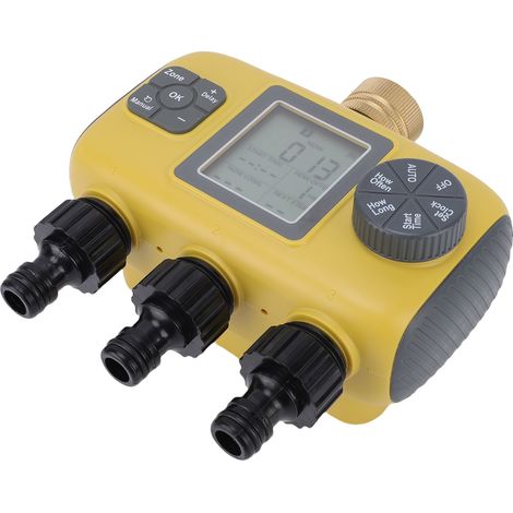 Minuterie arrosage 3 zones étanche IPX5 pause pluie commande manuelle auto pour jardin pelouse parterre fleurs (1/5)