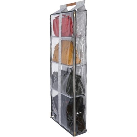 Organisateur de rangement suspendu transparent pour sacs à main avec fermetures éclair, accès facile, pour à suspendre à une porte (1/5)