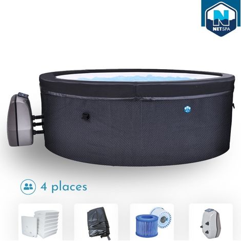 Netspa – Spa semi rigide portable rond 4 places – Parois de 70cm – Double isolation réchauffeur – 110 buses d'air pour massage (1/10)