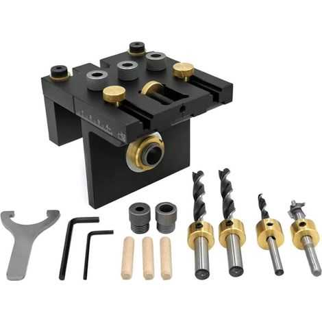Kit de gabarit 3 en 1 de haute précision avec guide de perçage pour le travail du bois et la réparation de meubles ou bricoleurs