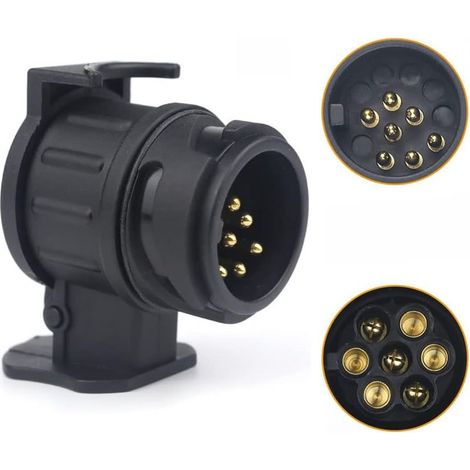 Adaptateur Remorque 13 vers 7 Broches, Connecteur Prise Remorque 13 pin 7 pin pour Voiture, RV, Caravane, Porte-vélo (1/4)
