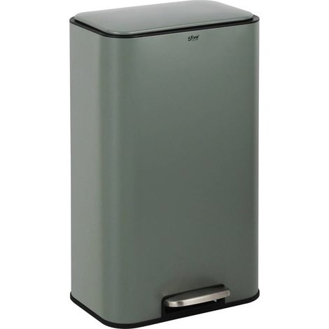 Cubo de basura rectangular con pedal delta, 30 litros, verde - 5five (1/5)