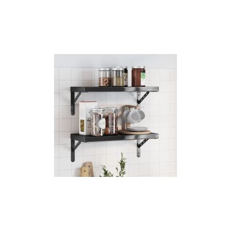 Étagères murales 2 pcs 50x23,5 noir acier inoxydable