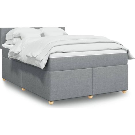Boxspringbett mit Matratze Hellgrau 140x190 cm Stoff