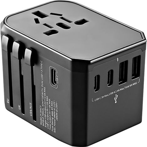 Prise Universelle Voyage 35W, Adaptateur Universel de Voyage avec 2 USB et 3 USB C, Adaptateur International vers USA Japon Canada UK Francais (1/4)