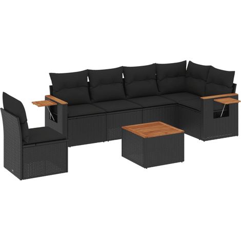Maison Exclusive - Set de comedor de jardín 7 pzas y cojines ratá