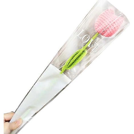 Crochet tulipe fleur faite main, décoration florale artisanale pour table, ornements décoratifs bohèmes, accessoires de mariage, centre de table romantique, fournitures DIY. (1/4)