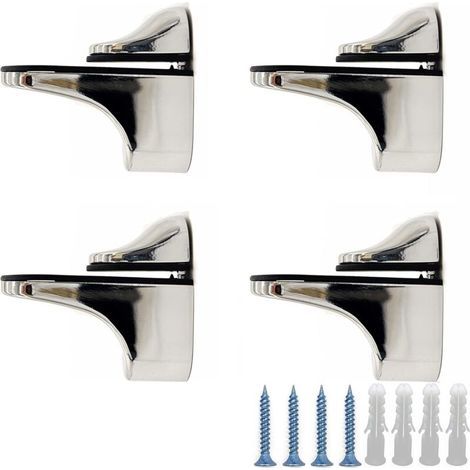 Ineasicer Supports de Fixation RéGlables Pince De Support De Verre Clamp - 4 Pcs Alliage de Zinc Miroir Salle Bain Fixations Clip pour étagère en bois/verre de 3 à 20 mm d'épaisseur (1/4)